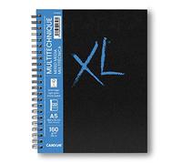Canson XL Art Book, Papel Multitécnica, Grano Suave, 160gsm, Cuaderno Espiral, A5-14,8x21cm, Blanco, 60 hojas
