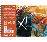 Canson XL Art Book, Papel para bocetos, grano fino, 90 g/m², cuaderno con encuadernación de espiral, A5 (14,8x21 cm), marfil, 80 hojas