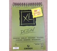 Canson XL Dessin - Bloc de papel para dibujar, pastel en espiral en el lado corto A4-21 x 29,7 cm, 160 g/m².