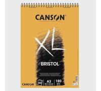 Canson XL, Papel Bristol, Muy Suave, 180 g, Espiralados Sobre el Lado Corto, A3 - 29.7 x 42 cm, Extra Blanco, 50 Hojas