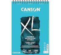 Canson XL Papel de acuarela A4, Prensado en frío, 300g, Espiralados sobre el lado corto, 21x29,7cm, Blanco, 30 Hojas