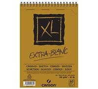 Canson XL, Papel de bocetos extra blanco, Grano fino, 90g, Espiralados sobre el lado corto, A5-14,8x21cm, Extra Blanco, 60 Hojas