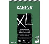 Canson XL, Papel de dibujo reciclado, Grano atenuado Fino, 160g, Espiralados sobre el lado corto, A4-21x29,7cm, Blanco, 50 Hojas
