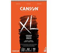 Canson XL, Papel de esbozar, Grano fino, 90g, Espiralados sobre el lado corto, A2-42x59,4cm, Marfil, 60 Hojas