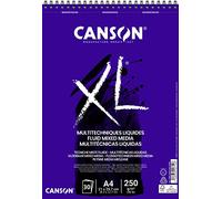 Canson XL, Papel fluido Mixed Media, Suave, 250g, Espiralados sobre el lado corto, A4-21x29,7cm, Extra Blanco, 30 Hojas