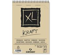 Canson XL, Papel Kraft, Verjurado, 90g, Espiralados sobre el lado corto, A5-14,8x21cm, Kraft, 40 hojas