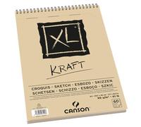 Canson XL, Papel Kraft, Verjurado, 90gsm, Espiralados sobre el lado corto, A3-29,7x42cm, Kraft, 60 Hojas