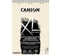 Canson XL Sand Grain, Papel Mixed Media seco, Acabado arena, 160gsm, Espiralados sobre el lado corto, A3-29,7x42cm, Natural, 40 hojas
