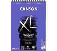 Canson XL Textured, Papel Mixed Media, Grano medio, 300g, Espiralados sobre el lado corto, A4-21x29,7cm, Blanco, 30 Hojas