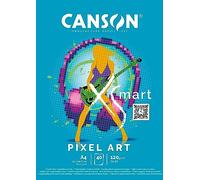 CANSON XSmart, Papel de dibujo blanco, Liso, 120gsm, Bloc encolado por lado largo, A4-21x29,7cm, Blanco, 40 hojas