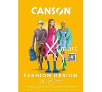 CANSON XSmart, Papel de dibujo blanco, Liso, 180gsm, Bloc encolado por lado largo, A4-21x29,7cm, Blanco, 30 hojas