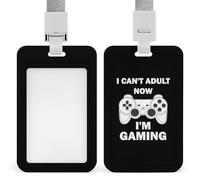 Can't Adult Now I'm Gaming, divertido soporte para tarjetas de identificación con cordón para profesores, enfermeras, médicos