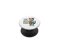 Can't Adult Today - Pijama de Gato bostezando PopSockets PopGrip Adhesivo