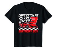Cant Catch Me Im Three 3er Cumpleaños Niño Deportivo Carreras Camiseta