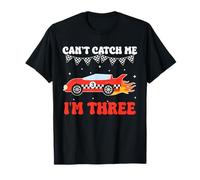Can't Catch Me I'm Three 3rd Birthday Red Racing Car Boys Camiseta