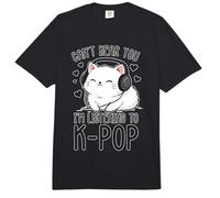 Can't Hear You, Escuchando K-Pop Cute Cat Music Comfort Colors Adult Heavyweight T-Shirt
