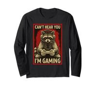 Cant Hear You Im Gaming Hombres Niños Mujeres Mapache Divertido Gamer Manga Larga