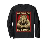 Can't Hear You Im Gaming Rhino Funny Gamer Art para Hombres y Mujeres Manga Larga