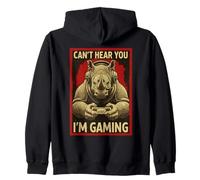 Can't Hear You Im Gaming Rhino Funny Gamer Art para Hombres y Mujeres Sudadera con Capucha