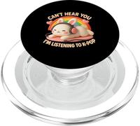Cant Hear You Im Listening To K-Pop Bunny Rainbow Auriculares PopSockets PopGrip para MagSafe