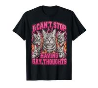 Can't Stop Having Gay Thoughts Funny Cat Meme Y2K Bootleg Camiseta
