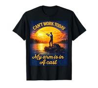 Can't Work Today My Arm is in A Cast Fly Fishing Humor Divertido Camiseta