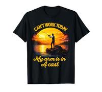 Can't Work Today My Arm is in A Cast Fly Fishing Humor Divertido Camiseta
