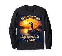 Can't Work Today My Arm is in A Cast Fly Fishing Humor Divertido Manga Larga