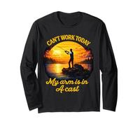 Can't Work Today My Arm is in A Cast Fly Fishing Humor Divertido Manga Larga