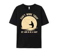 Can't Work Today My Arm is in A Cast Funny Fly Fishing Funny T Shirts Black 3XL