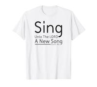Canta al Señor una Nueva canción - Diseño de Texto Cristiano Camiseta gráfica económica, Hombre, Blanco, L