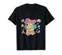 Cantad al SEÑOR una Nueva canción Camiseta gráfica económica, Hombre, Negro, L