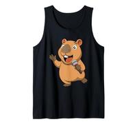 Cantando Capybara Cartoon Cute Water Pig Música Diseño Camiseta sin Mangas