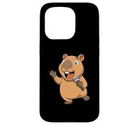Cantando Capybara Cartoon Cute Water Pig Música Diseño Carcasa para iPhone 15 Pro