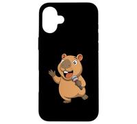 Cantando Capybara Cartoon Cute Water Pig Música Diseño Carcasa para iPhone 16 Plus
