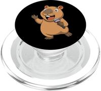 Cantando Capybara Cartoon Cute Water Pig Música Diseño PopSockets PopGrip para MagSafe