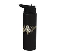 Cantante Micrófono Vintage Karaoke Cantar Stainless Steel Insulated Water Bottle