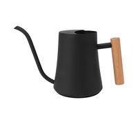 Cántaro de Riego de Acero Inoxidable, Regadera Pequeña con Asa de Madera, 1000ML - Diseño Retro, Boquilla Larga para Riego Preciso, Interior y Exterior (Negro)