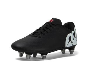 Canterbury Botas de Rugby Speed Raze Soft Ground Unisex para jóvenes, Ligeras, Resistentes a los arañazos, cómodas y estables, Negro y Blanco, 32 EU