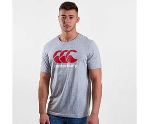 Canterbury CCC Logo Camiseta, Hombre, Gris Marga Clásico/Rojo/Blanco, S