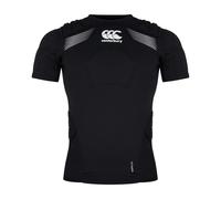Canterbury Chaleco de Rugby Unisex Pro Protection para Adultos, Protege el Pecho y los Hombros, Transpirable, Ligero y Flexible, Color Negro, Blanco y Plateado, Talla L