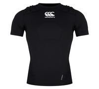 Canterbury Chaleco de Rugby Unisex Pro Protection para Adultos, Protege el Pecho y los Hombros, Transpirable, Ligero y Flexible, Color Negro, Blanco y Plateado, Talla 2XL