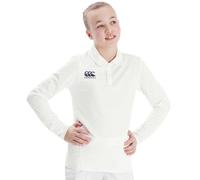 Canterbury Cricket Performance Long Sleeve Camisa Polo para Niños, Cream, 8 años