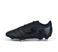 Canterbury Phoenix Genesis Pro - Botas de rugby unisex de piel resistente y transpirable, negro, plateado, metálico, 10 UK