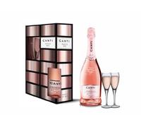 Canti - Prosecco D.O.C. Millesimato, Rosado Espumoso Extra Seco, Pack de Regalo con 2 Copas, Variedades de Uva Glera y Pinot Noir del Véneto, Sabor Fresco y Dulce, 1 x 750 ml