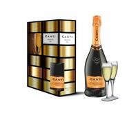 Canti - Prosecco D.O.C. Millesimato, Vino Extra Seco, Pack Regalo con 2 Gases, Variedad de Uva Glera del Véneto, Sabor Afrutado y Floral, 1x750 ml