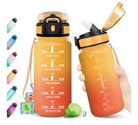 Cantimplora 500ml, Botella Gym sin BPA, Reutilizable, Botella de Agua con Pajita, Garrafa Agua con Marca de Tiempo, Botella Motivacional para Niños, Adultos, Running, Deporte, Bicicleta, Oficina, Gym