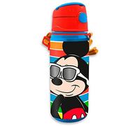 Disney Mickey Mouse Botella De Aluminio 600Ml Con Pajita Para Niños Térmica