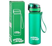 Cantimplora infantil a prueba de fugas, 500 ml, sin bisfenol A, botella para la escuela para senderismo y gimnasio, botella deportiva con inserto de fruta, botella de agua de 500 ml (verde selva)