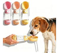 Cantimplora Personalizada para Perros con Nombre - Bebedero portátil Anti-Fugas para Senderismo, Camping, Viajes - Botella hermética para Perros, Gatos,Accesorio para pasear al Perro (Amarillo)